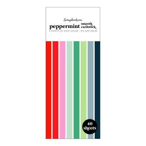 Scrapbook.com - Peppermint - Smooth Cardstock Paper Pad - Double Sided - 3.5 x 8.5 - 40 Sheets