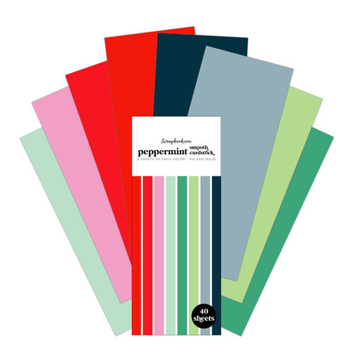 Scrapbook.com - Peppermint - Smooth Cardstock Paper Pad - Double Sided - 3.5 x 8.5 - 40 Sheets