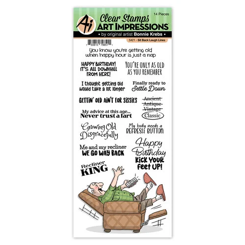 Art Impressions - Laugh Lines Collection - Clear Photopolymer Stamps - Sit Back 1 Art Impressions - Laugh Lines Collection - Clear Photopolymer Stamps - Sit Back