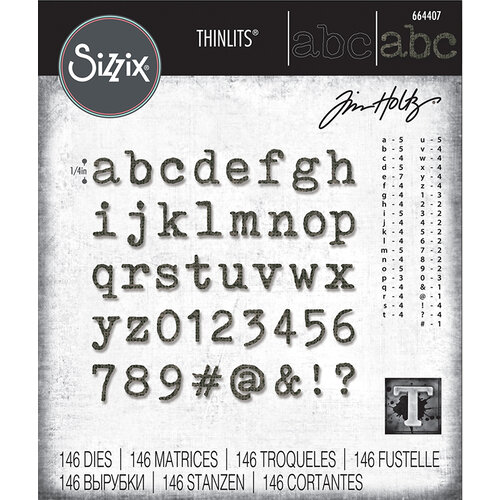 Sizzix - Tim Holtz - Thinlits Dies - Alphanumeric Tiny Type Lower 1 Sizzix - Tim Holtz - Thinlits Dies - Alphanumeric Tiny Type Lower