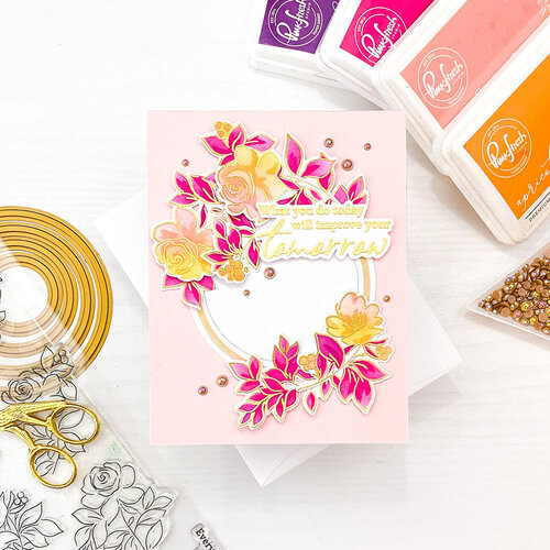 Pinkfresh Studio - Layering Stencils - Rainbow Floral 5 Pinkfresh Studio - Layering Stencils - Rainbow Floral