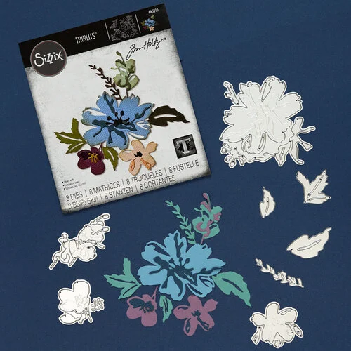 Sizzix - Tim Holtz - Thinlits Dies - Brushstroke Flowers No. 02 2 Sizzix - Tim Holtz - Thinlits Dies - Brushstroke Flowers No. 02