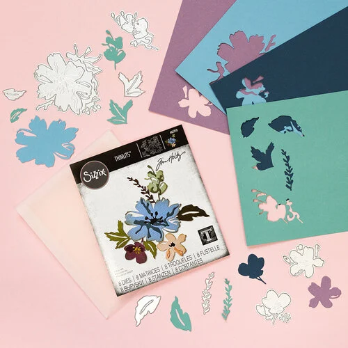 Sizzix - Tim Holtz - Thinlits Dies - Brushstroke Flowers No. 02 4 Sizzix - Tim Holtz - Thinlits Dies - Brushstroke Flowers No. 02