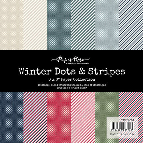 Paper Rose - 6 x 6 Collection Pack - Winter Dots and Stripes 1 Paper Rose - 6 x 6 Collection Pack - Winter Dots and Stripes