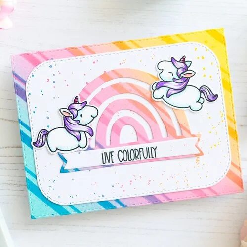 Scrapbook.com - Decorative Die and Photopolymer Stamp Set - Rainbow Wishes - Bundle