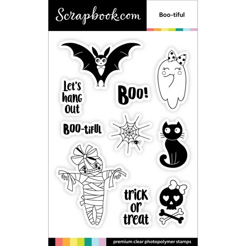 Scrapbook.com - Clear Photopolymer Stamp Set - Boo-tiful
