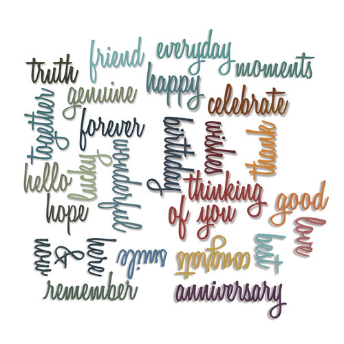 Sizzix - Tim Holtz - Alterations Collection - Thinlits Dies - Celebrate and Friendship Script Bundle
