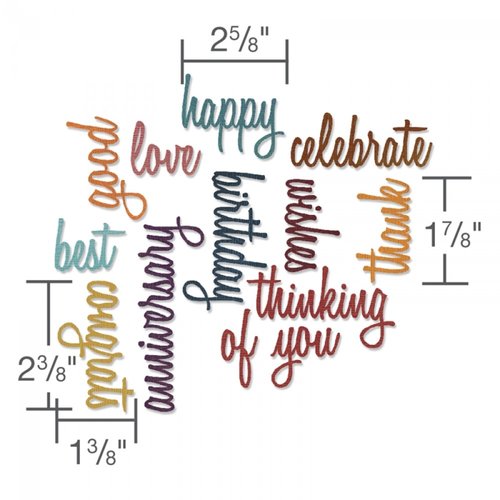 Sizzix - Tim Holtz - Alterations Collection - Thinlits Dies - Celebrate and Friendship Script Bundle