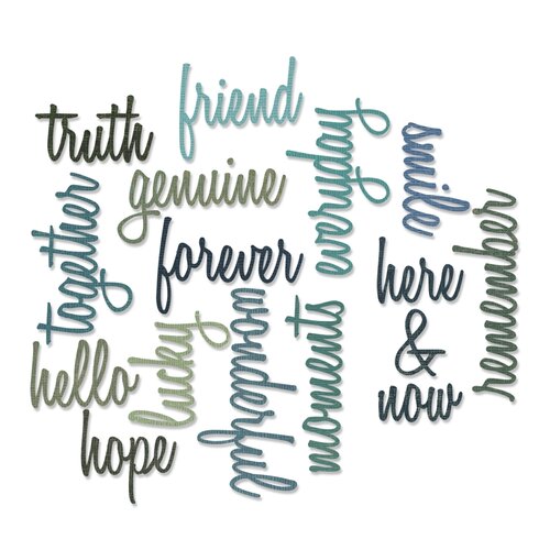 Sizzix - Tim Holtz - Alterations Collection - Thinlits Dies - Celebrate and Friendship Script Bundle