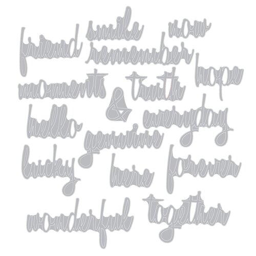 Sizzix - Tim Holtz - Alterations Collection - Thinlits Dies - Celebrate and Friendship Script Bundle
