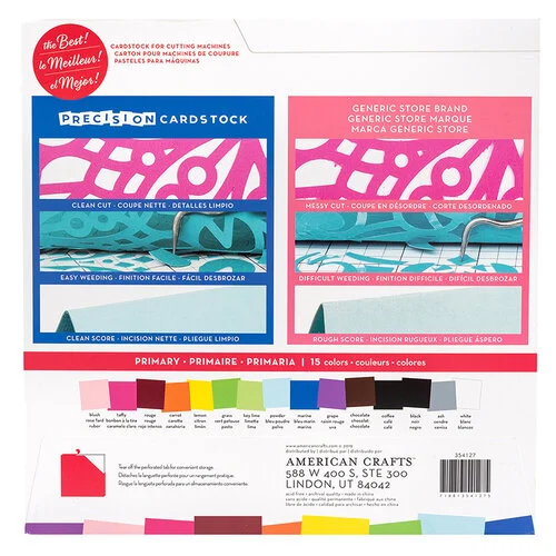 American Crafts - 12 x 12 Precision Cardstock Pack - 60 Sheets - Textured - Primary