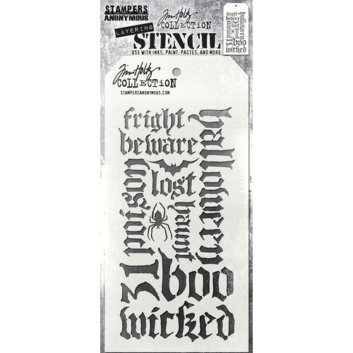 Stampers Anonymous - Tim Holtz - Layering Stencil - Halloween Script 1 Stampers Anonymous - Tim Holtz - Layering Stencil - Halloween Script