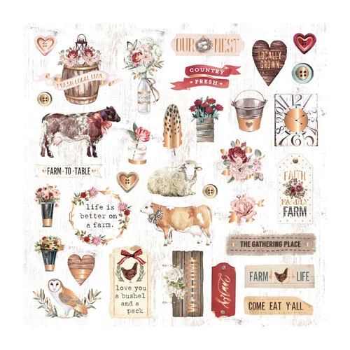 Prima - Farm Sweet Farm Collection - Ephemera With Foil Accents 1 Prima - Farm Sweet Farm Collection - Ephemera With Foil Accents