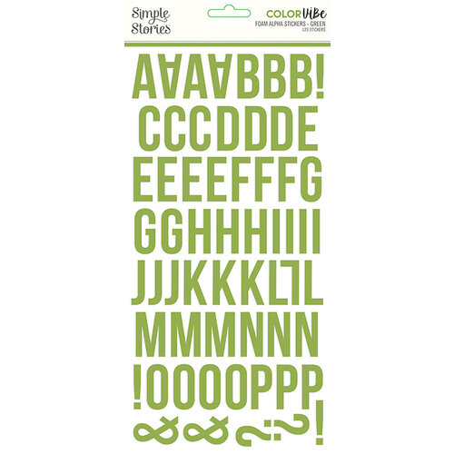Simple Stories - Color Vibe Collection - 6 x 12 Foam Stickers - Alpha - Green
