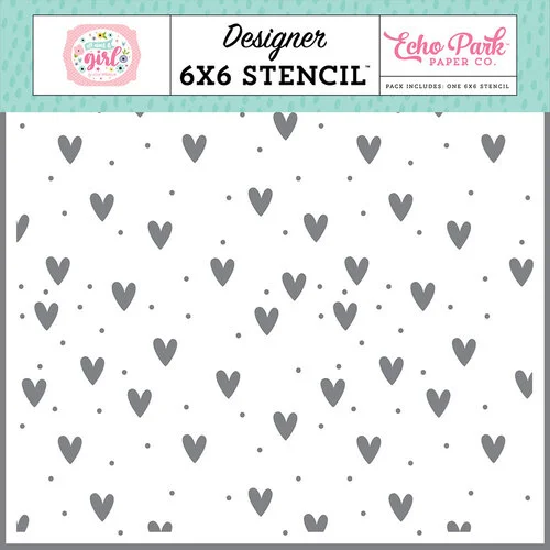 Echo Park - All About A Girl Collection - 6 x 6 Stencils - Hearts