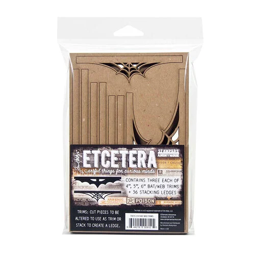 Stampers Anonymous - Tim Holtz - Halloween - Thickboard - Web and Bat Trims Set 1 Stampers Anonymous - Tim Holtz - Halloween - Thickboard - Web and Bat Trims Set