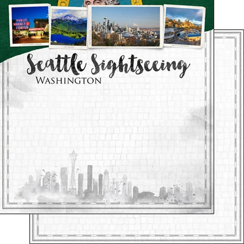 Scrapbook Customs - Sights Collection - 12 x 12 Double Sided Paper - Seattle City 1 Scrapbook Customs - Sights Collection - 12 x 12 Double Sided Paper - Seattle City