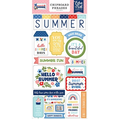 Echo Park - My Favorite Summer Collection - Chipboard Embellishments - Phrases