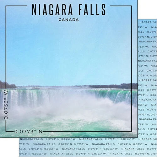 Scrapbook Customs - World Site Coordinates Collection - 12 x 12 Double Sided Paper - Canada - Niagara Falls 1 Scrapbook Customs - World Site Coordinates Collection - 12 x 12 Double Sided Paper - Canada - Niagara Falls