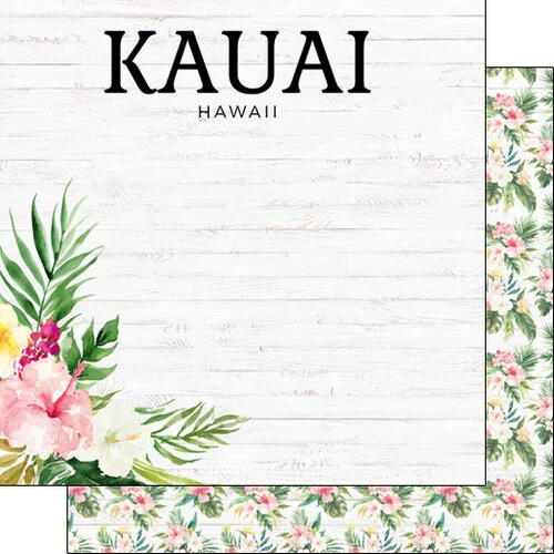 Scrapbook Customs - Vacay Collection - 12 x 12 Double Sided Paper - Kauai