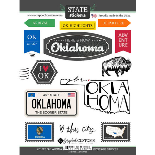 Scrapbook Customs - Postage Map Collection - Cardstock Stickers - Oklahoma 1 Scrapbook Customs - Postage Map Collection - Cardstock Stickers - Oklahoma