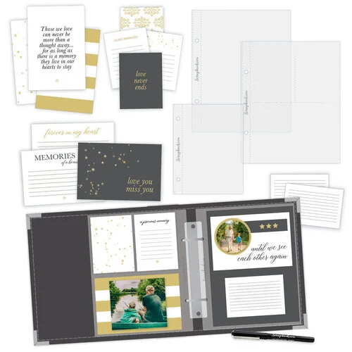 Scrapbook.com - Simple Scrapbooks - In Loving Memory - Complete Kit with Charcoal Gray Album 1 Scrapbook.com - Simple Scrapbooks - In Loving Memory - Complete Kit with Charcoal Gray Album