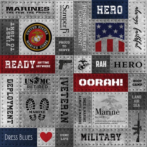 Scrapbook Customs - 12 x 12 Double Sided Paper - Marines