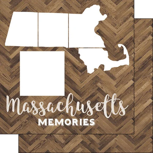 Scrapbook Customs - 12 x 12 Specialty Papers - Laser Photo Overlay - Massachusetts