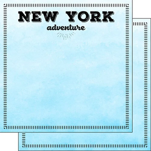 Scrapbook Customs - Postage Adventure Collection - 12 x 12 Double Sided Paper - New York 1 Scrapbook Customs - Postage Adventure Collection - 12 x 12 Double Sided Paper - New York