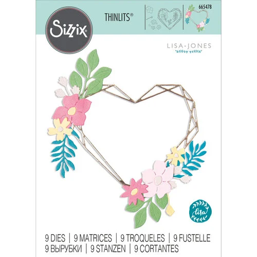 Sizzix - Thinlits Dies - Floral Geo Heart 1 Sizzix - Thinlits Dies - Floral Geo Heart