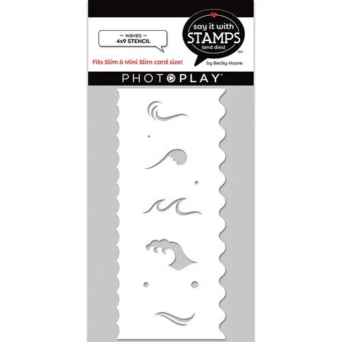 PhotoPlay - Say It With Stamps Collection - 4 x 9 Stencils - Slimline - Waves