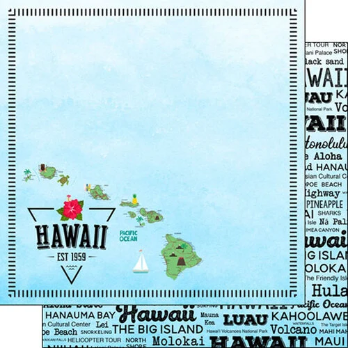 Scrapbook Customs - Postage Map Collection - 12 x 12 Double Sided Paper - Hawaii 1 Scrapbook Customs - Postage Map Collection - 12 x 12 Double Sided Paper - Hawaii