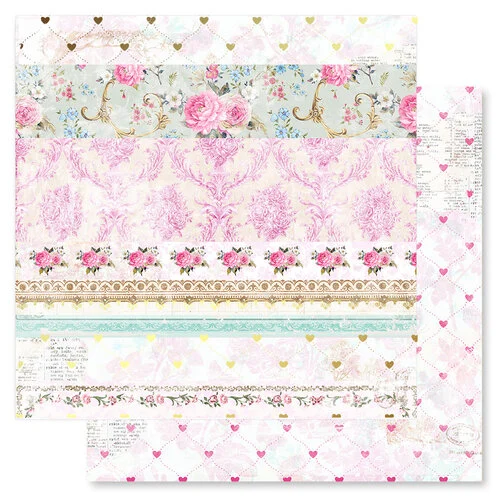 Prima - Avec Amour Collection - 12 x 12 Double Sided Paper - Together Forever
