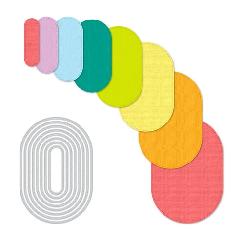 Scrapbook.com - Decorative Die Set - Nested Stitched Flat Ovals