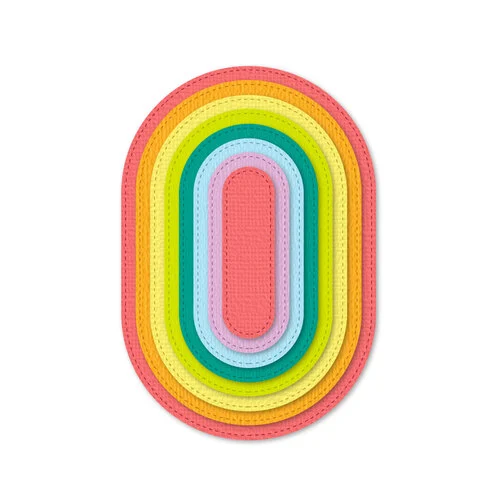 Scrapbook.com - Decorative Die Set - Nested Stitched Flat Ovals
