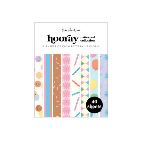 Scrapbook.com - Hooray - Patterned Cardstock Paper Pad - Double Sided - A2 - 4.25 x 5.5 - 40 Sheets 1 Scrapbook.com - Hooray - Patterned Cardstock Paper Pad - Double Sided - A2 - 4.25 x 5.5 - 40 Sheets