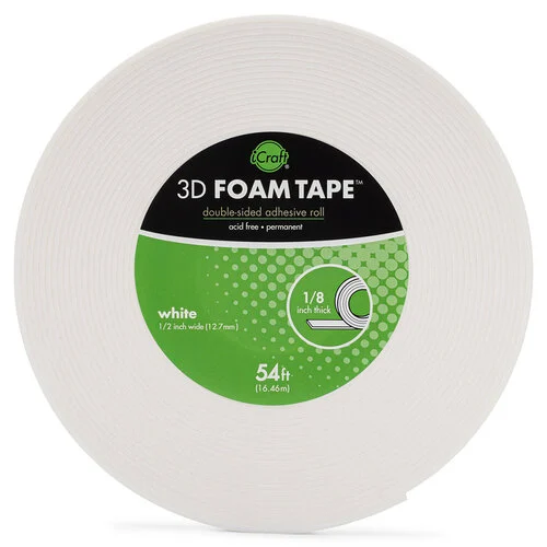 Therm O Web - 3D Adhesive Foam Tape - White - .5 Inch