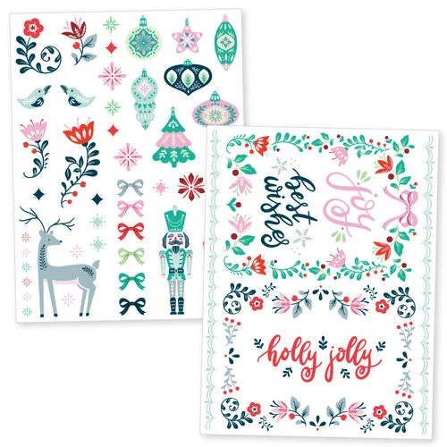 Scrapbook.com - Peppermint Holiday - Rub-On Transfers - 6x8 - 2 Sheets
