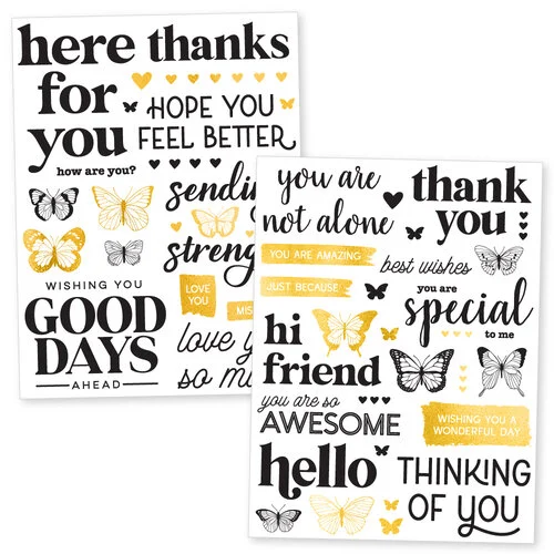 Scrapbook.com - Card Maker Sentiments - Metallic Rub-On Transfers - 6x8 - 2 Sheets