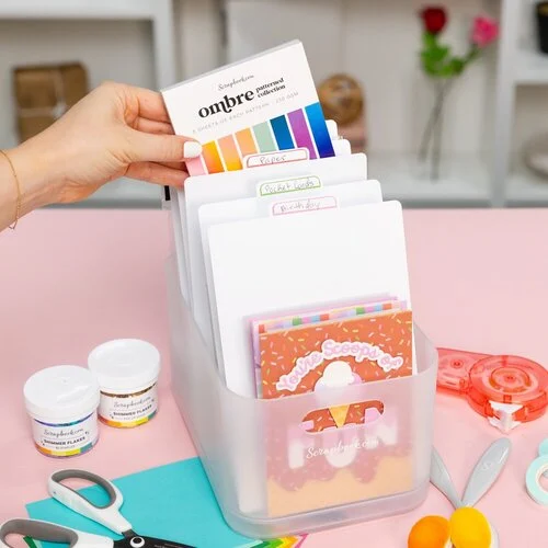Scrapbook.com - Storage Bin with Lid - Frost - 2 Pack