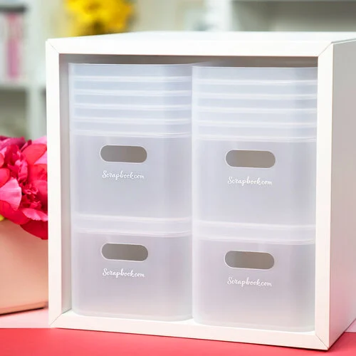 Scrapbook.com - Storage Bin with Lid - Frost - 2 Pack