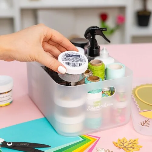 Scrapbook.com - Storage Bin with Lid - Frost - 2 Pack