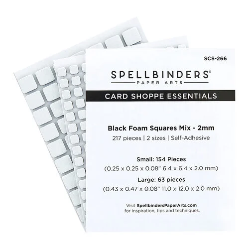 Spellbinders - Card Shoppe Essentials Collection - Black Foam Squares Mix - 2mm