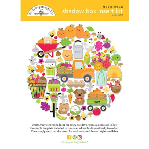Doodlebug Design - Farmer's Market Collection - Shadow Box Insert Kit 1 Doodlebug Design - Farmer's Market Collection - Shadow Box Insert Kit