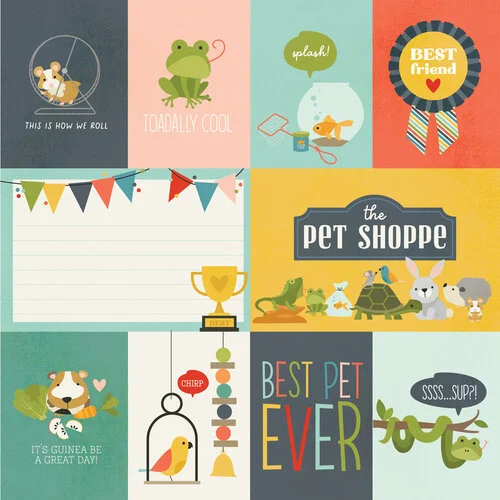 Simple Stories - Pet Shoppe Collection - 12 x 12 Double Sided Paper - Elements 2 2 Simple Stories - Pet Shoppe Collection - 12 x 12 Double Sided Paper - Elements 2