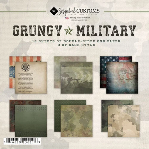 Scrapbook Customs - 6 x 6 Paper Pack - Grungy Military 1 Scrapbook Customs - 6 x 6 Paper Pack - Grungy Military