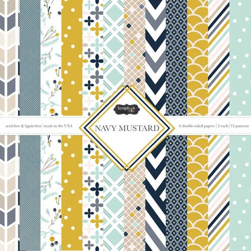 Scrapbook Customs - 6 x 6 Paper Pack - Navy Mustard 1 Scrapbook Customs - 6 x 6 Paper Pack - Navy Mustard