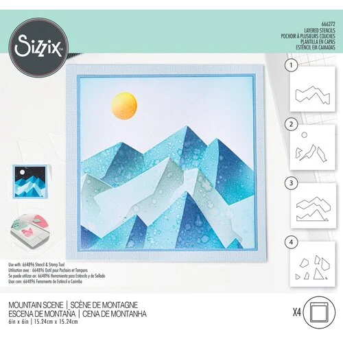 Sizzix - Layered Stencils - Mountain Scene 1 Sizzix - Layered Stencils - Mountain Scene
