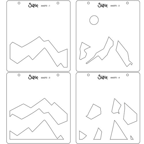 Sizzix - Layered Stencils - Mountain Scene 2 Sizzix - Layered Stencils - Mountain Scene