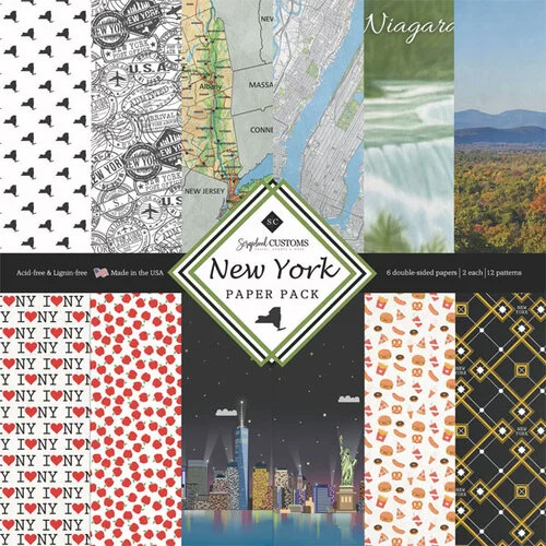 Scrapbook Customs - 12 x 12 Paper Pack - New York 1 Scrapbook Customs - 12 x 12 Paper Pack - New York